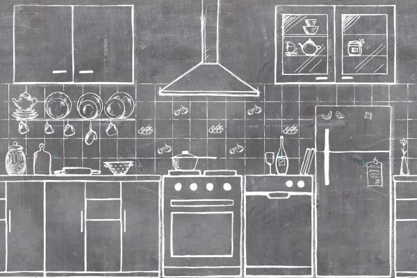 黑板厨房简笔画壁纸壁画 写涂料