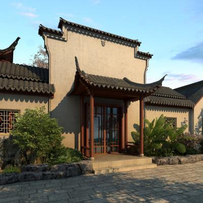 中式古建门头 中式大门 古建门头 马头墙 四合院门头 入口景观 园林