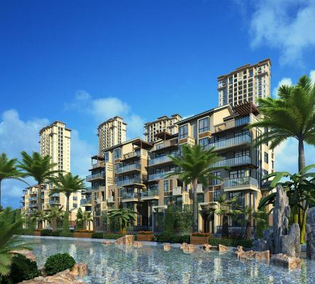 简欧室外新中式简欧式高层建筑小区 现代别墅 多层住宅 高档园林小区