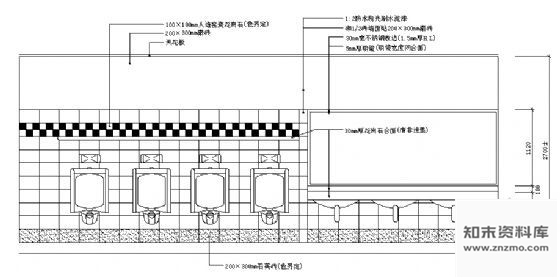 图块/节点公共厕所墙面磁砖贴法示意图