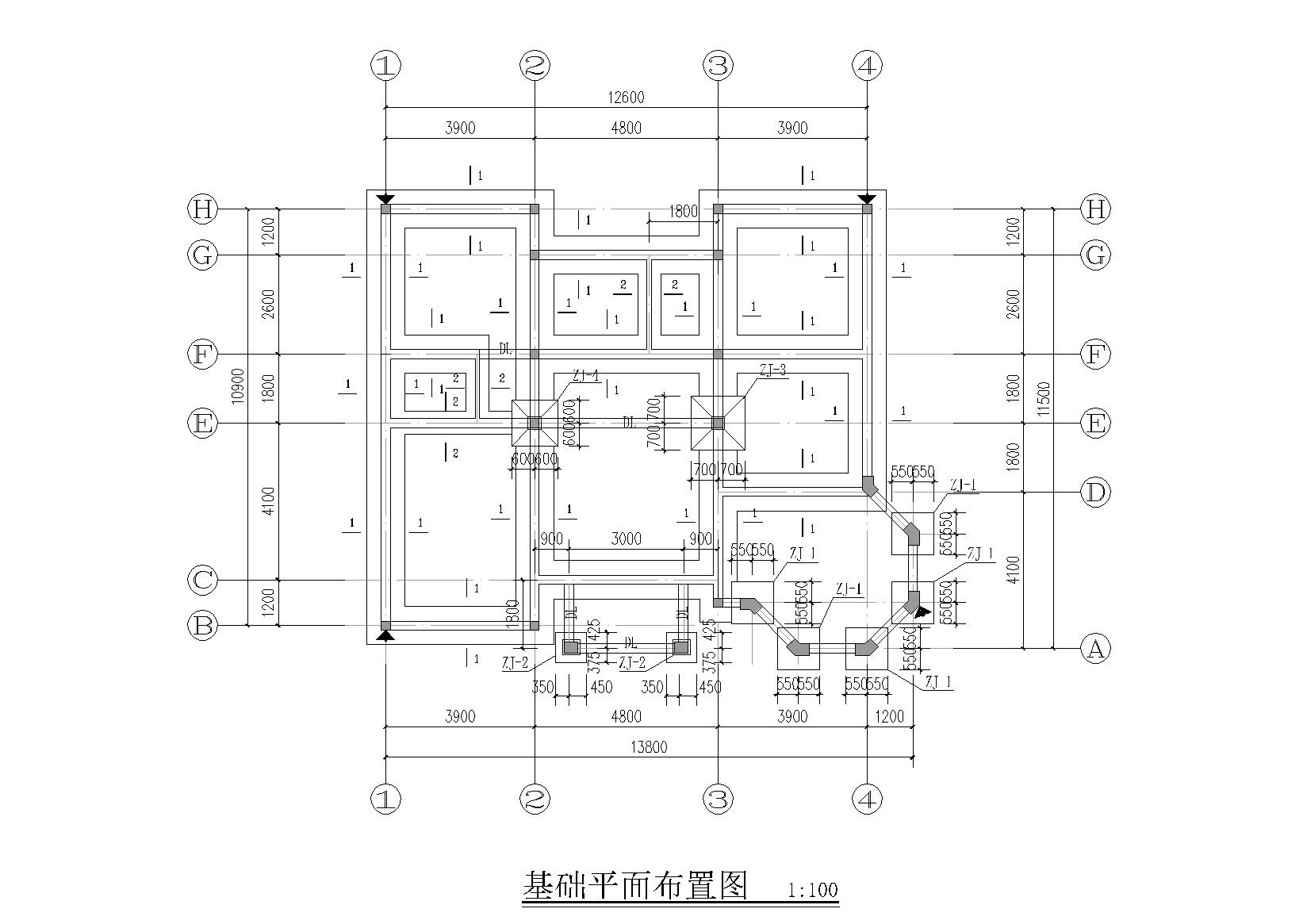 四层砖混结构别墅结构施工图