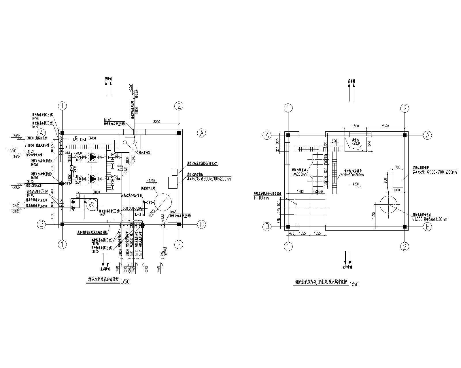 消防泵房及消防水池给排水设计施工图
