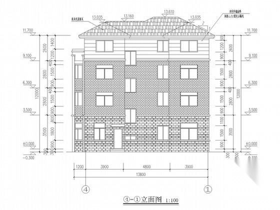 四层砖混别墅结构施工图(含建施)