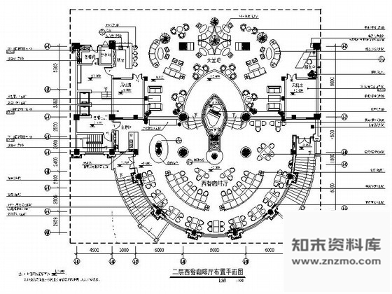 施工图天津豪华酒店西式咖啡厅装修图