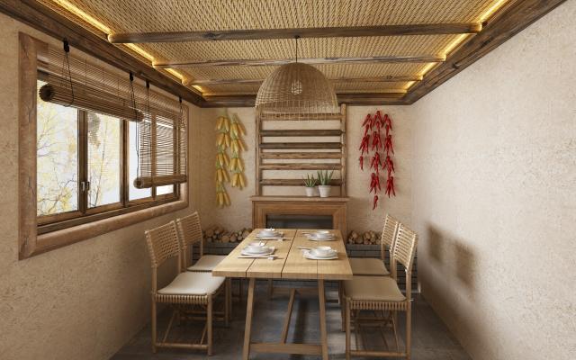 其它 农家院 餐厅 民宿餐厅 竹席 竹吊灯3d模型