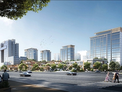 商业综合建筑群效果图【ID:1233234842】