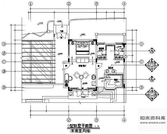 施工图别墅装修图(东南亚风格)