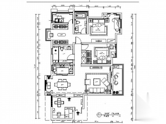 [常熟]迷你温馨三室两厅公寓室内施工图