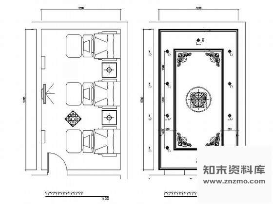 施工图某奢华欧式足疗会所小包间装修图