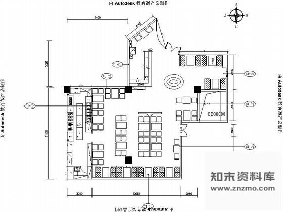 施工图唐山高雅时尚现代风格连锁西餐厅装修施工图