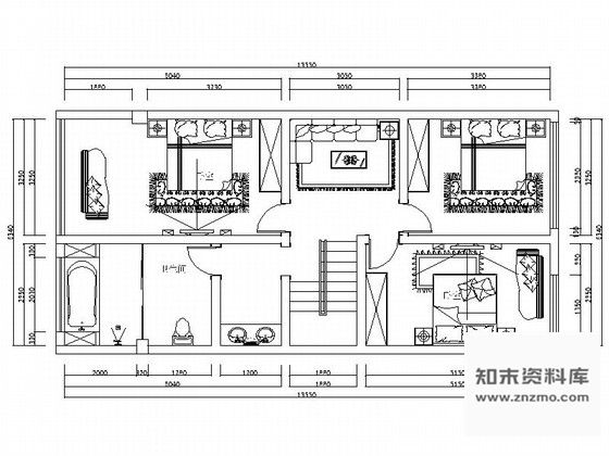 施工图云南中式风格四层别墅室内装修设计CAD施工图