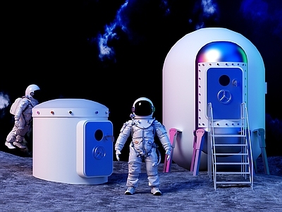 宇航员太空舱ip形象效果图cg模型