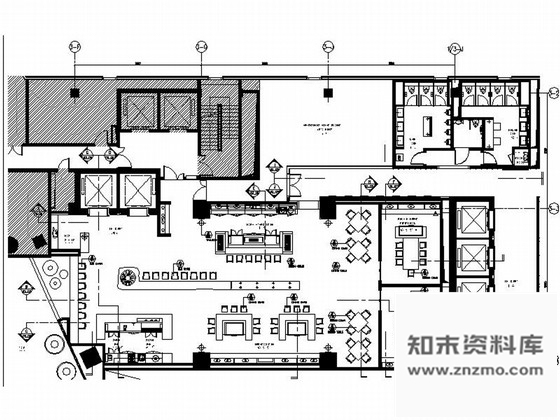 施工图上海商业区豪华现代风格酒店餐厅室内装修施工图含效果