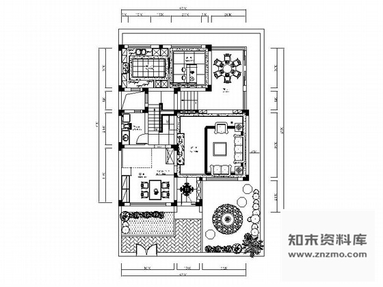 施工图江苏新港名城花园新中式三层别墅室内装修设计施工图(含效果)