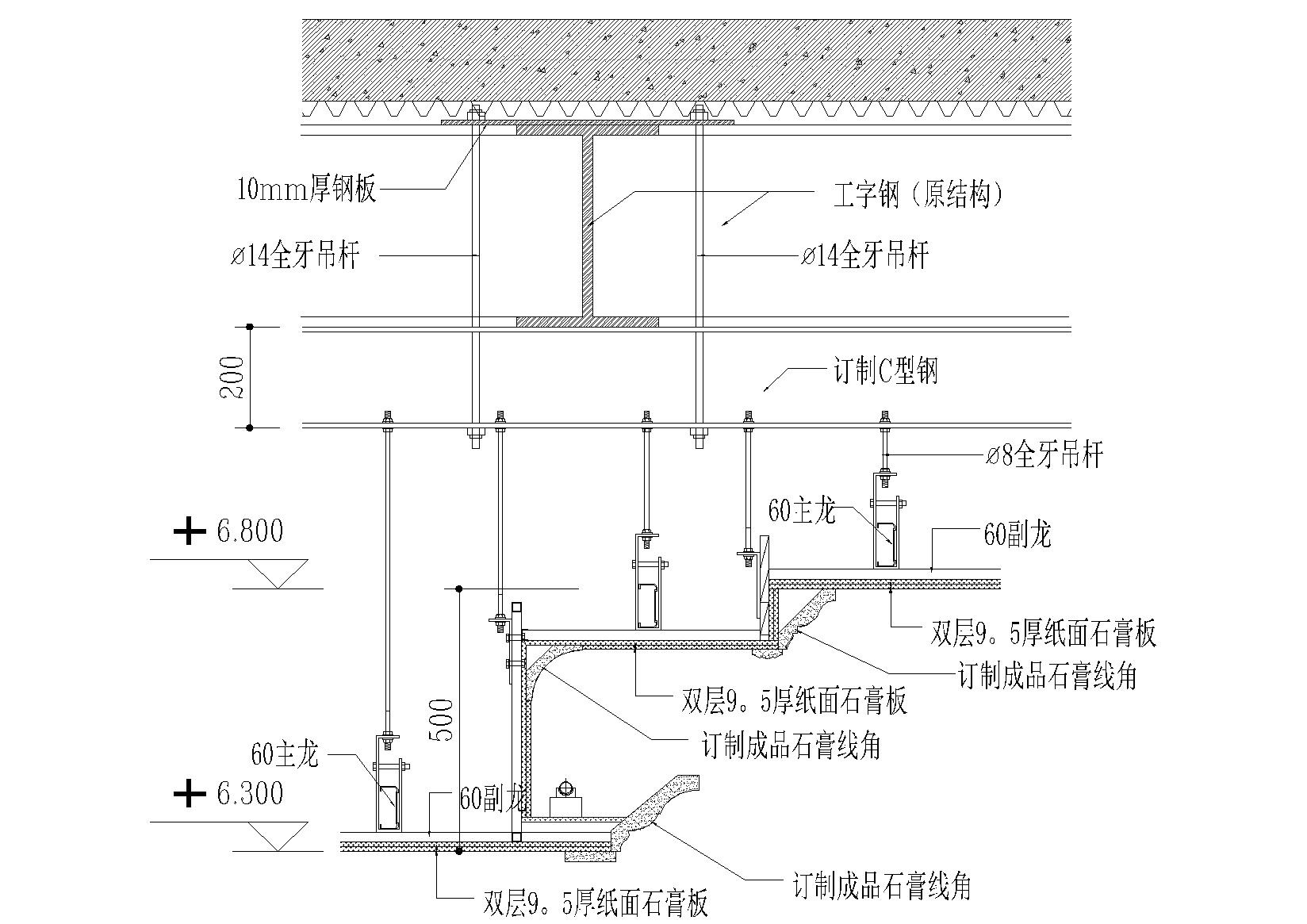 石膏板顶角造型的画法图片