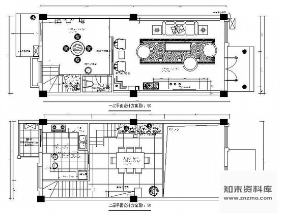 施工图中式风双层样板别墅设计图