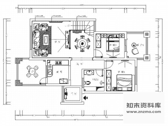 施工图豪华复古新中式风格别墅室内装修施工图含效果