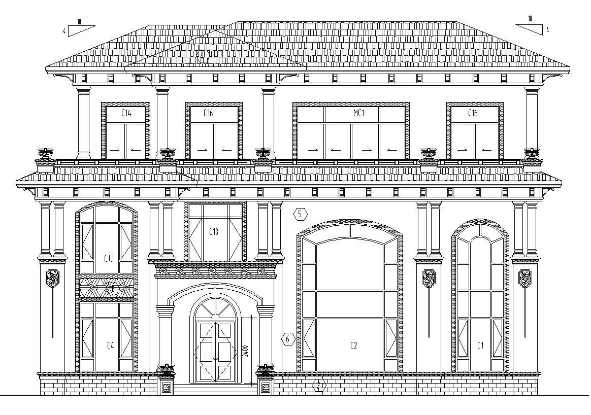 框架结构单家独院式别墅建筑设计（CAD+效果图）