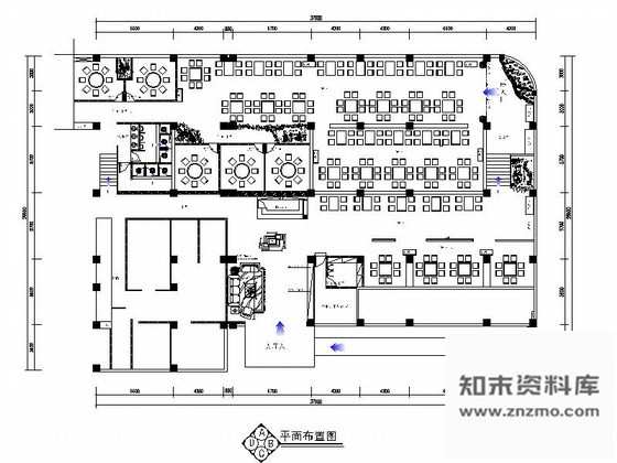 施工图原创800㎡现代中式风格火锅店装修CAD施工图