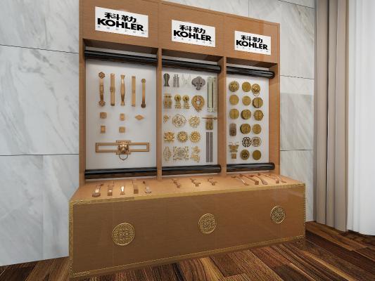 中式展示柜 门把手 拉手 五金件 镂空 雕花3d模型