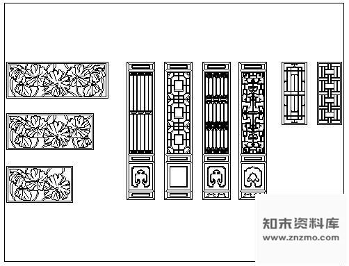 图块/节点古建筑门窗及花园围墙