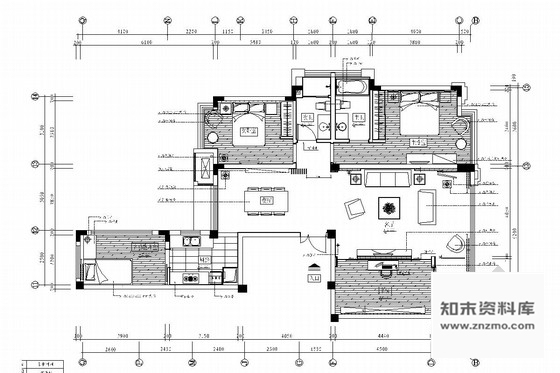 施工图福州地区标志性大型豪宅区现代风格两居室装修图含实景图 别墅