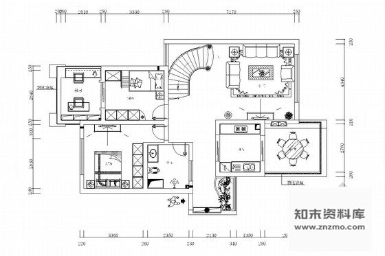 施工图独栋雅居田园风格两层别墅装修图含效果图