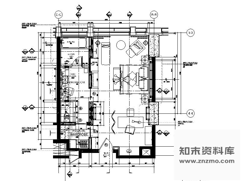 施工图北京五星级酒店豪华B1型套房样板间施工图