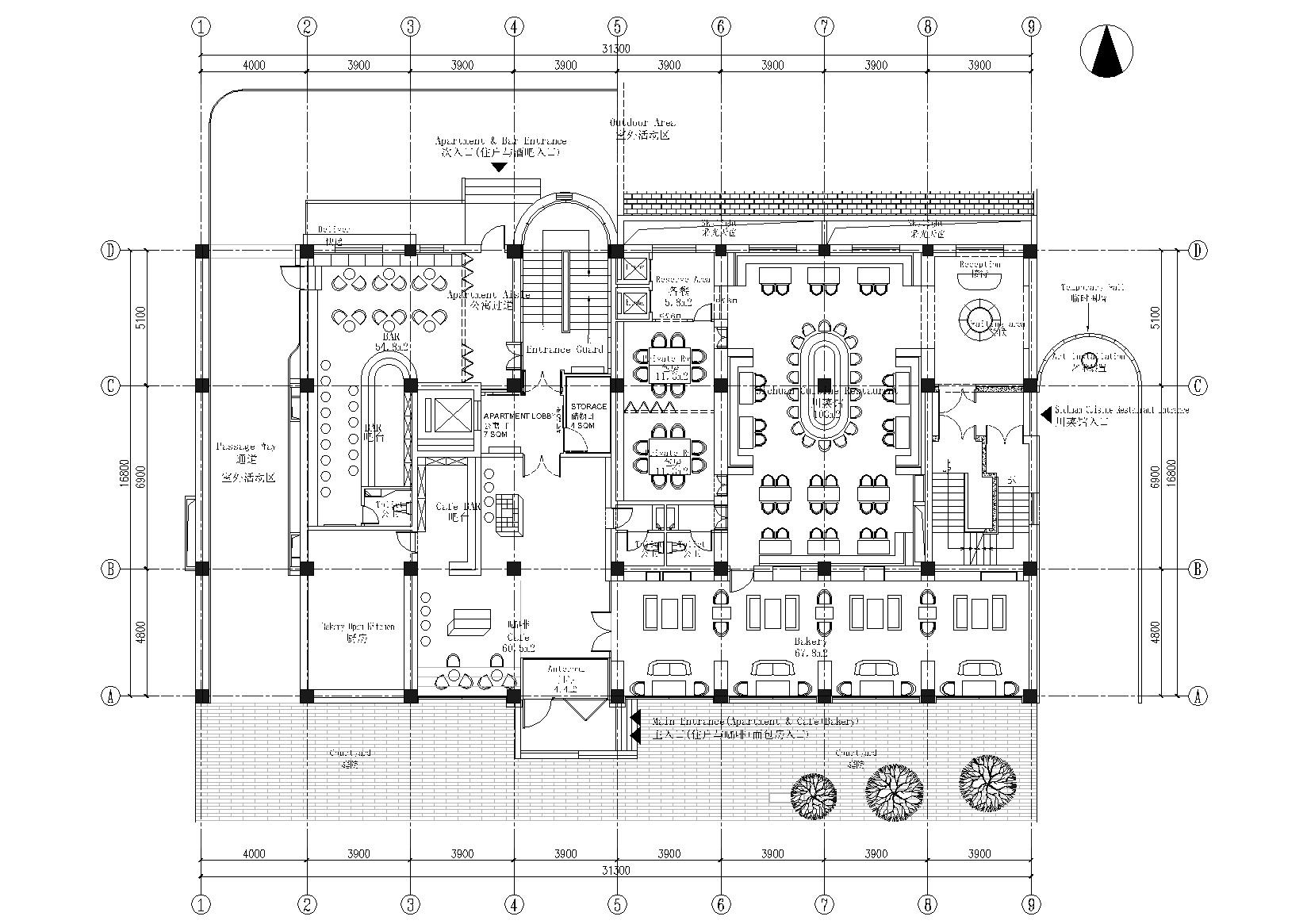 [北京]王府井特色公寓式酒店施工图+效果图