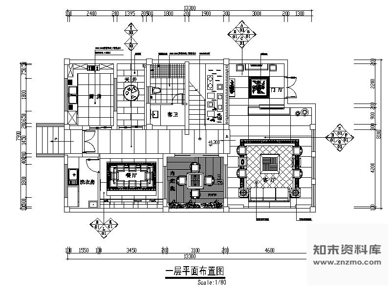 施工图某新中式三层别墅室内装修图含效果