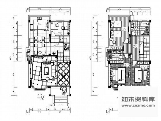 施工图现代中式风格别墅室内设计装修图