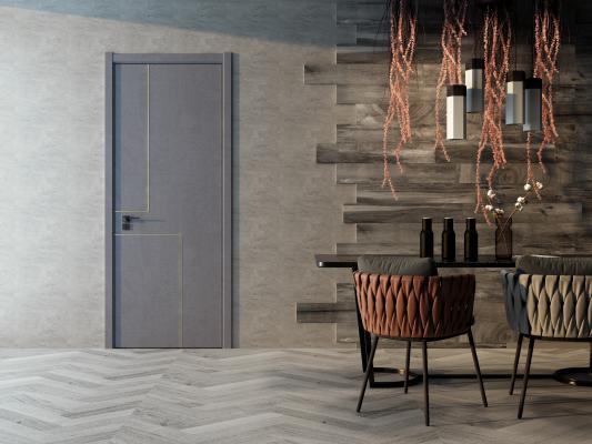 后现代轻奢门餐桌椅组合3d模型