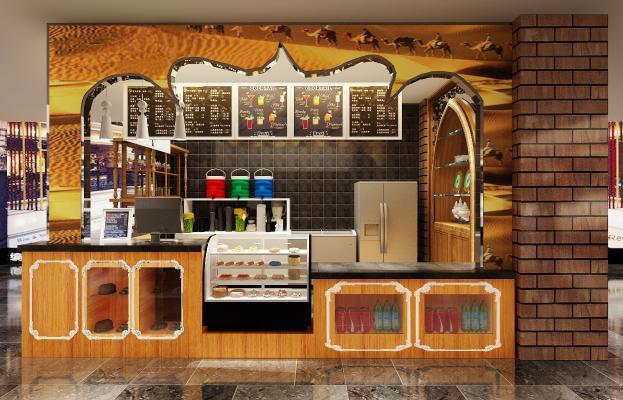 其它 新疆风格 奶茶店 吧台异域风3d模型
