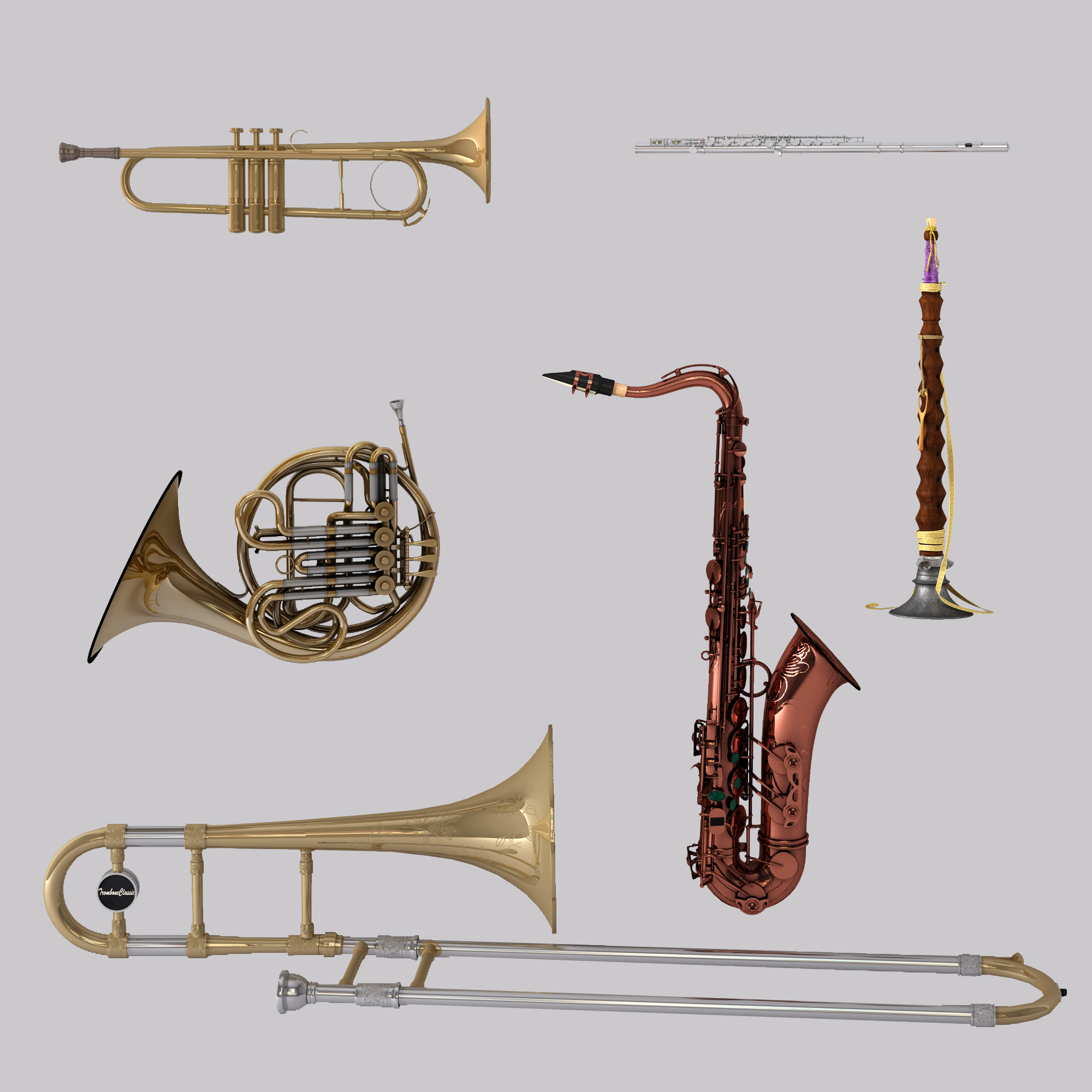 萨克斯管铜管乐器喇叭3d模型