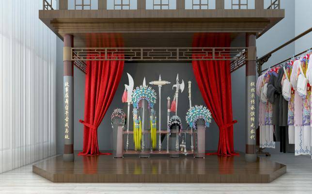 中式戏台 中式戏服 传统戏台 传统戏服 木搭戏台 戏曲 舞台 仿古戏台