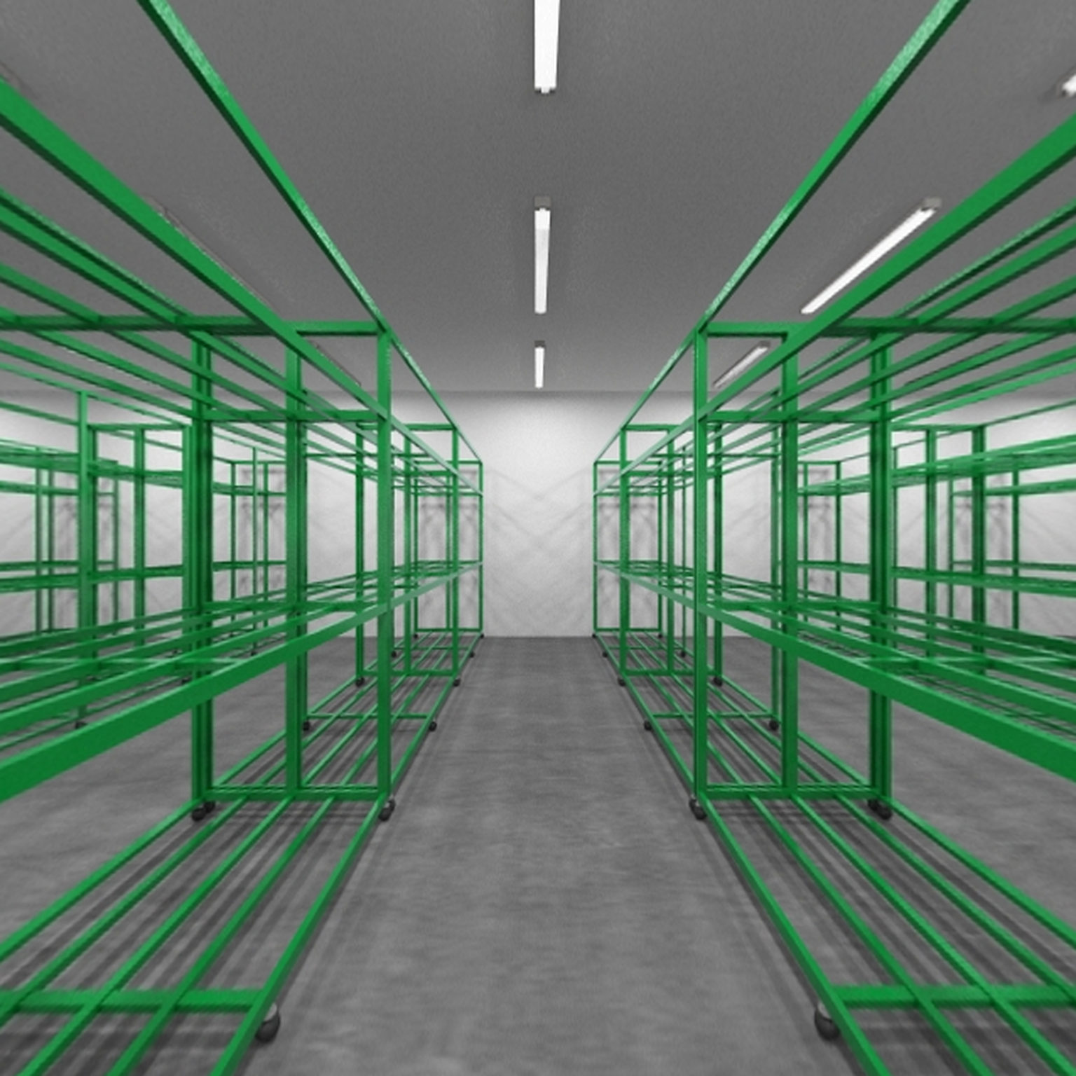 全景仓库货架卷帘门3d模型