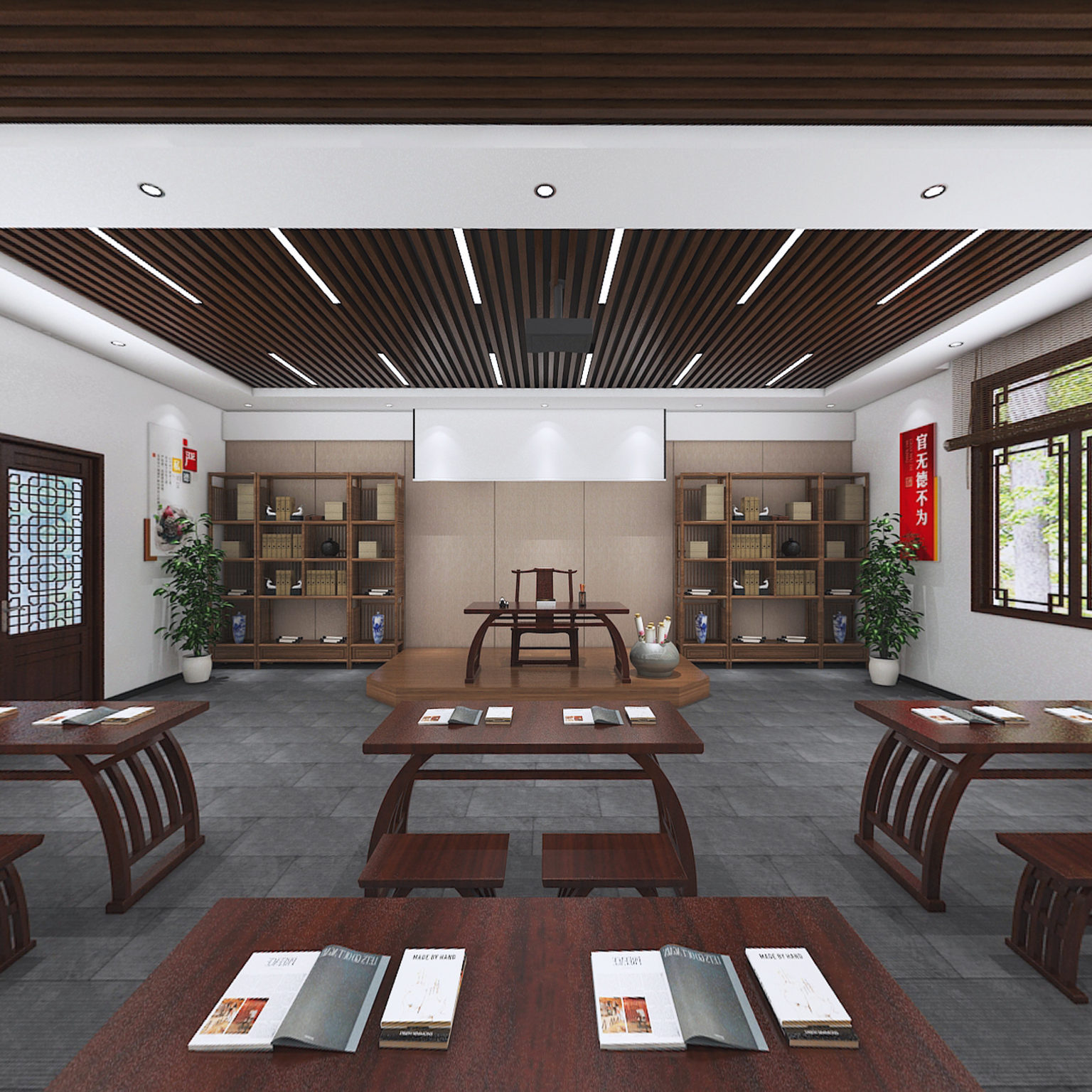 全景现代村史学堂 中式学堂 现代学堂 新学堂 微课堂3d模型