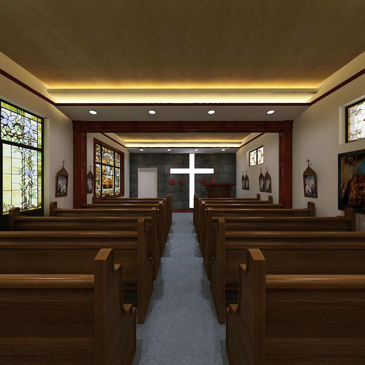 教堂内部装修效果图图片