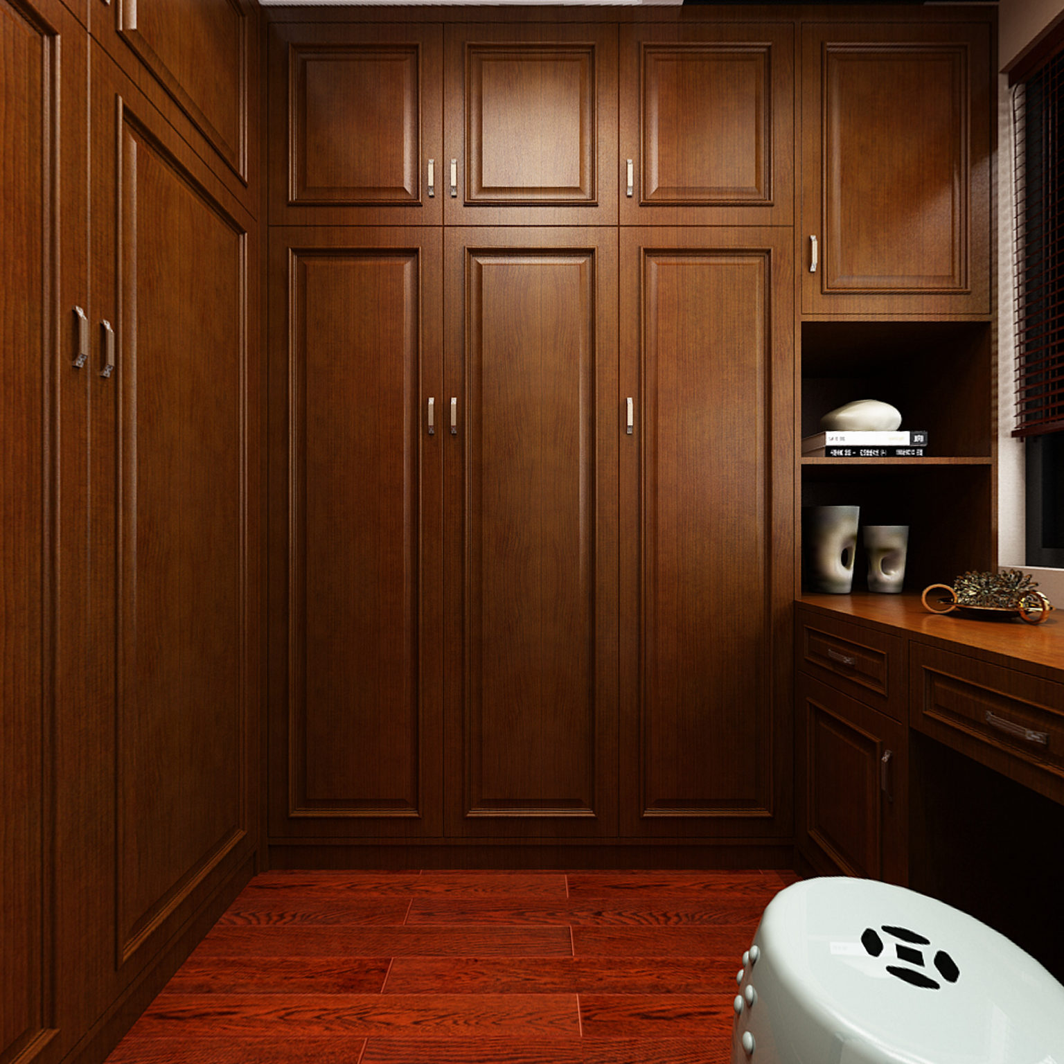 全景新中式衣帽间 梳妆台 衣柜3d模型