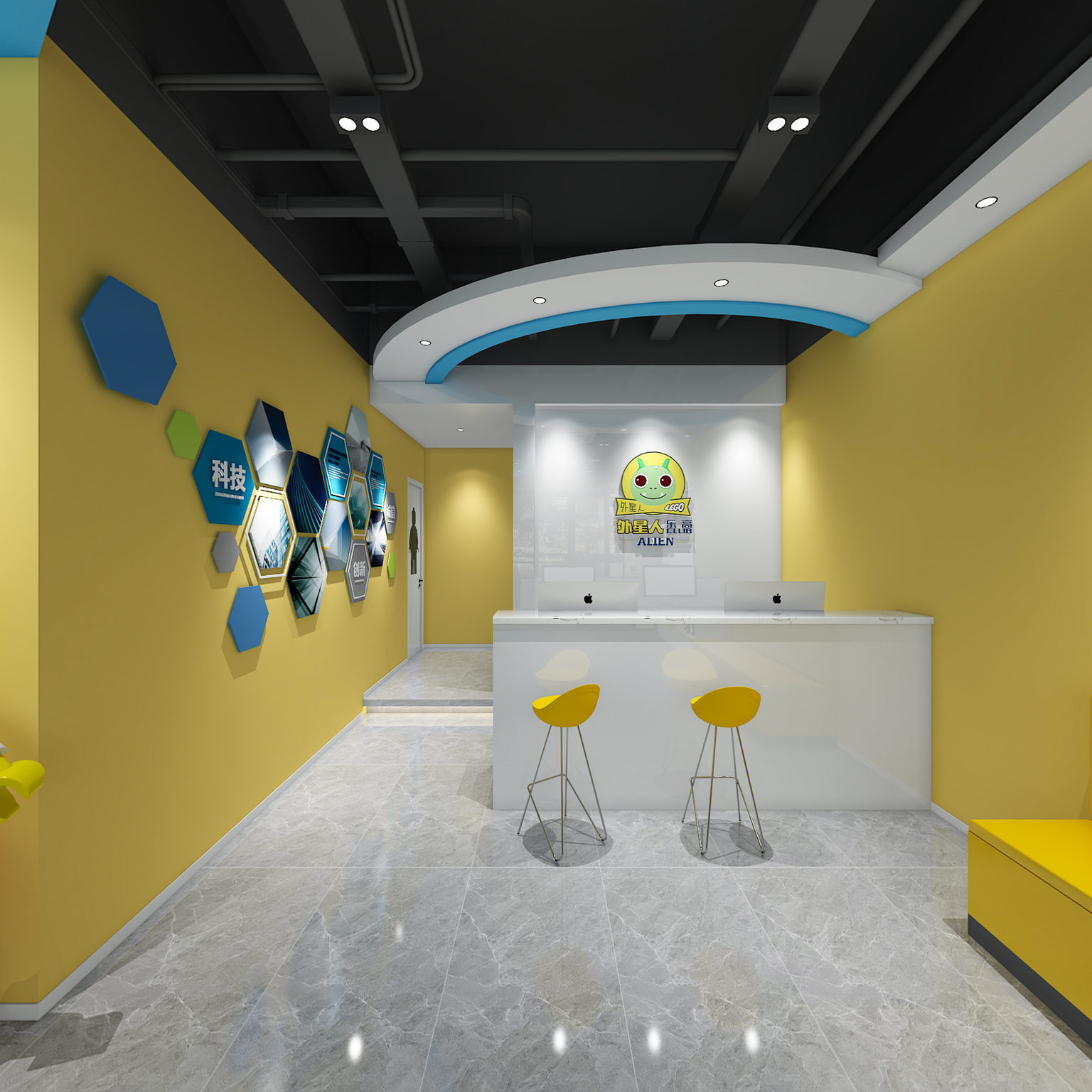 全景后现代乐高机器人教室3d模型