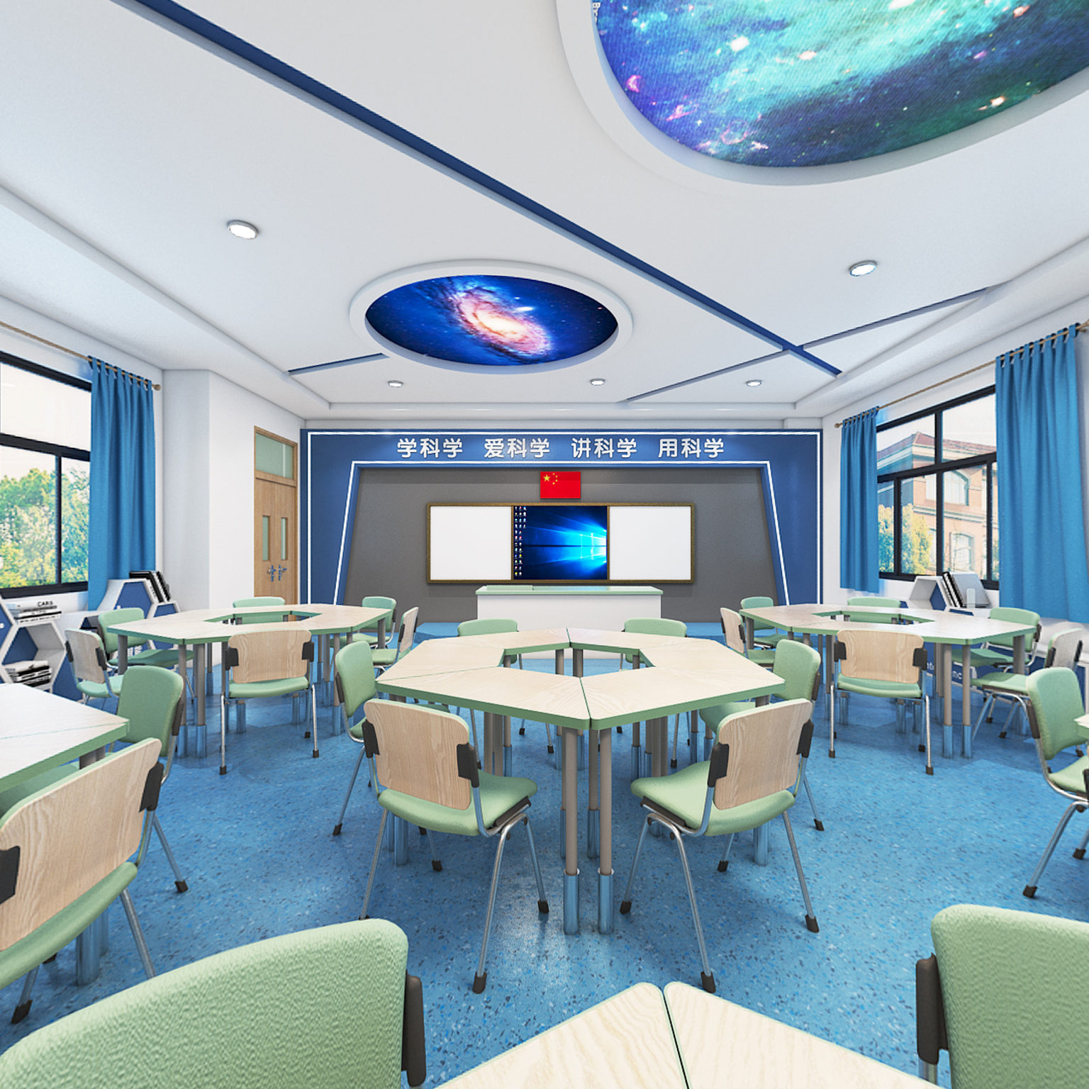 科学探究室 现代课室 创客 科技会议室 培训中心 桌子 教室3d模型