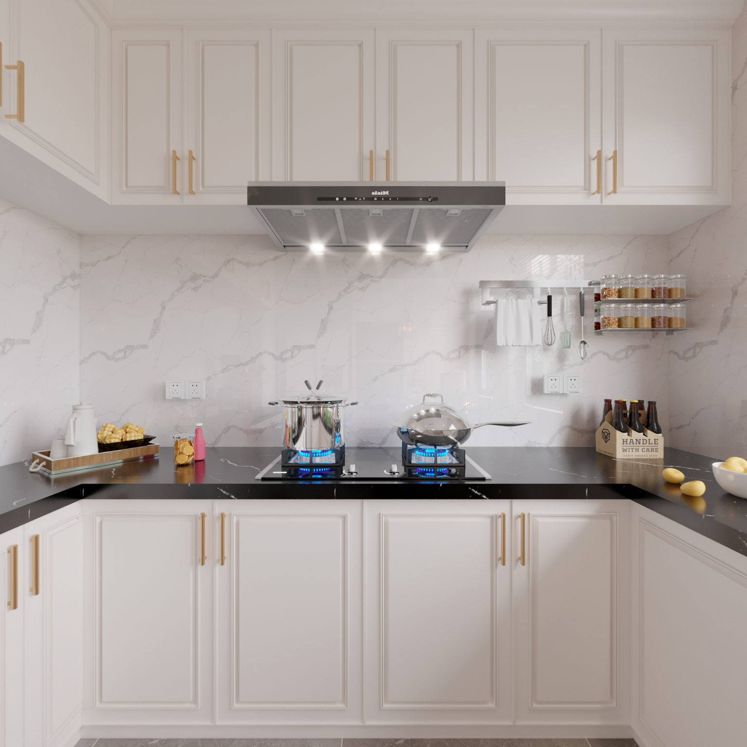 全景美式厨房3d模型