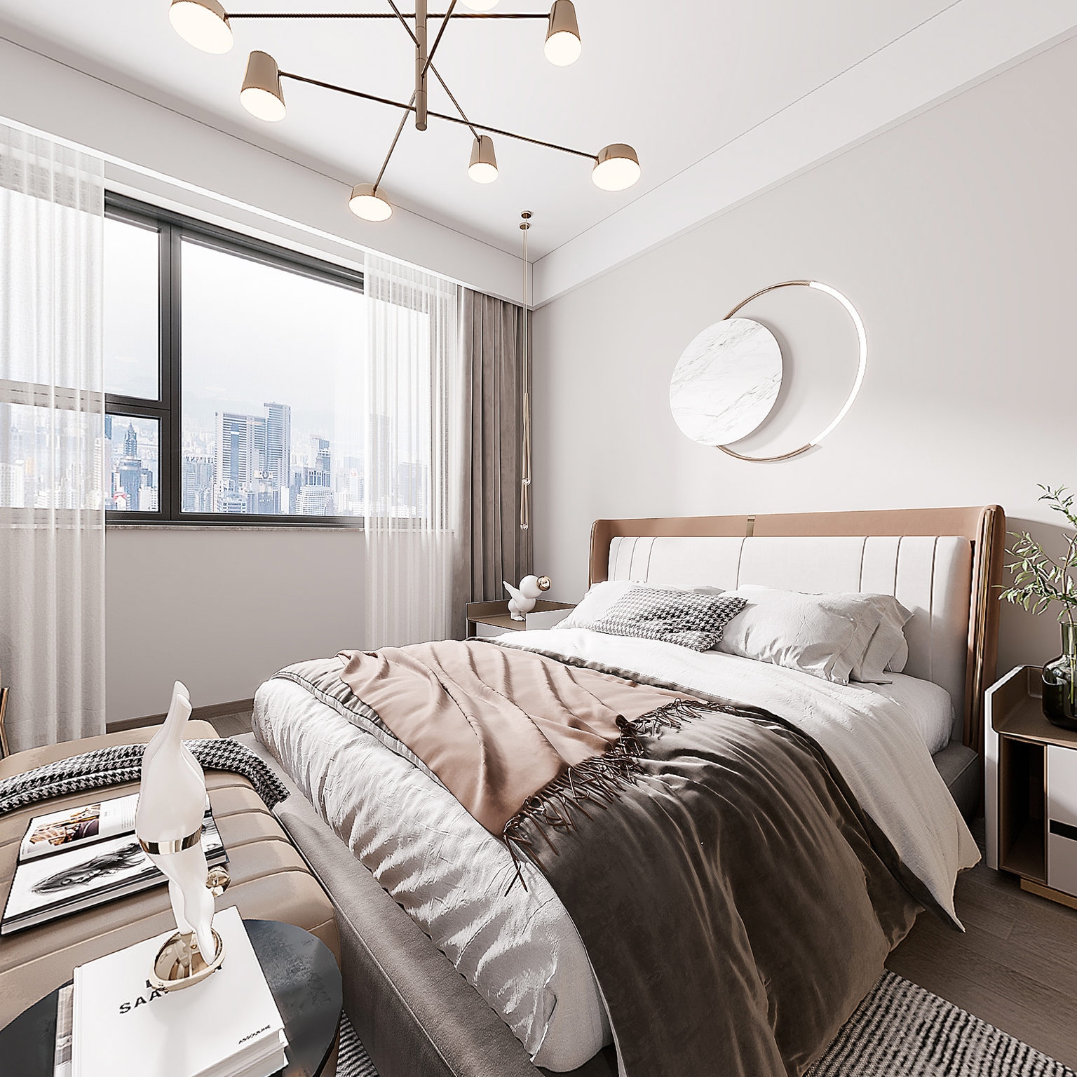 全景现代卧室3d模型