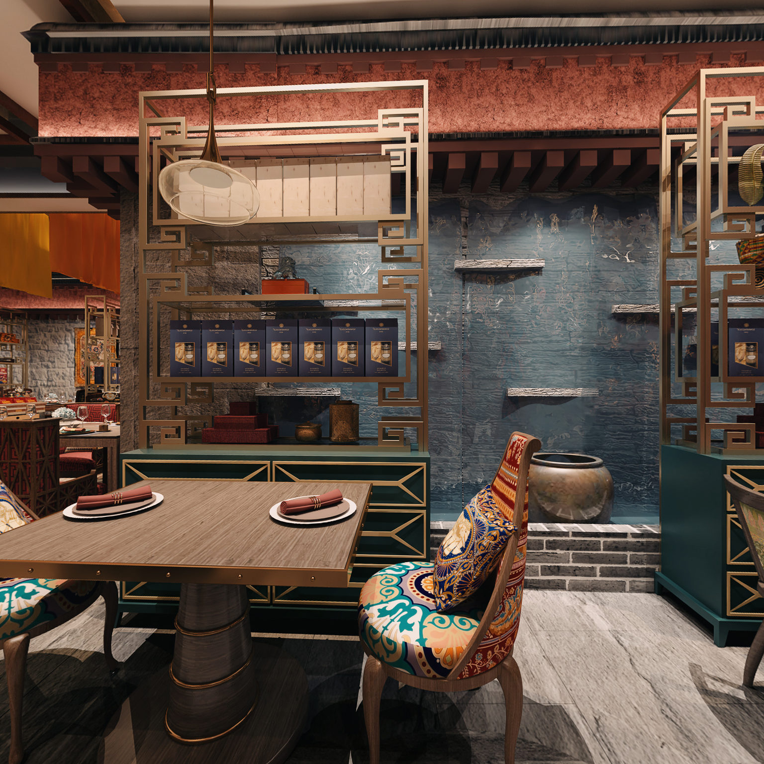 全景新古典民族风餐厅 新疆餐厅3d模型