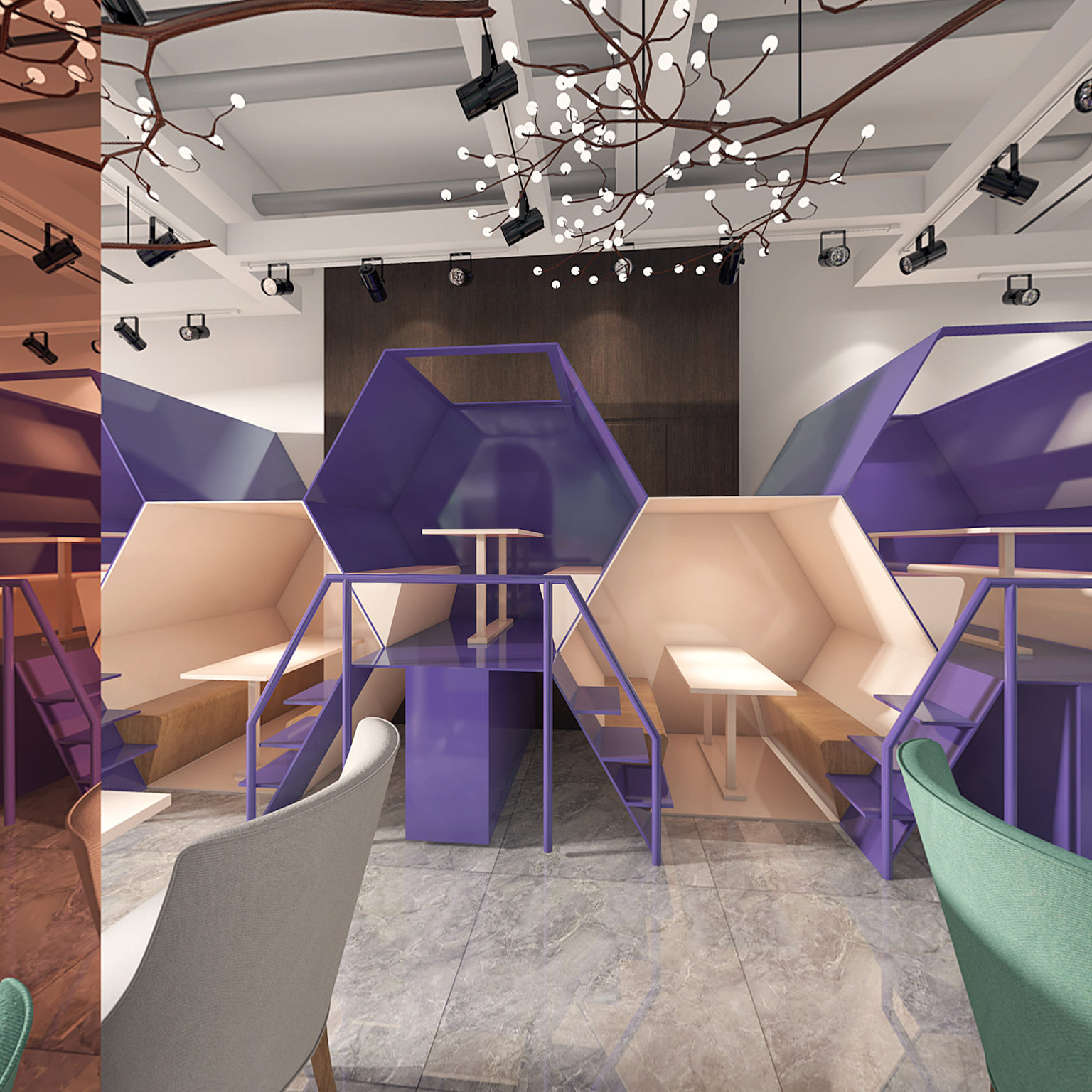 全景现代奶茶店3d模型