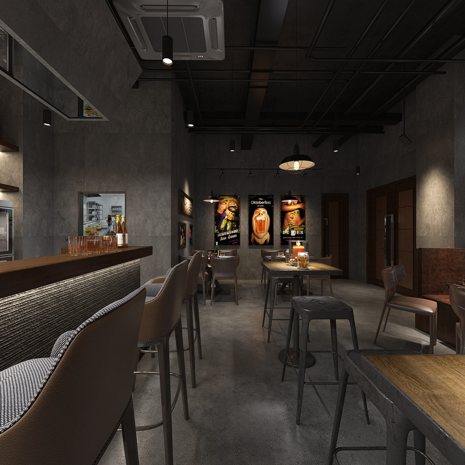 全景工业风酒吧 清吧3d模型