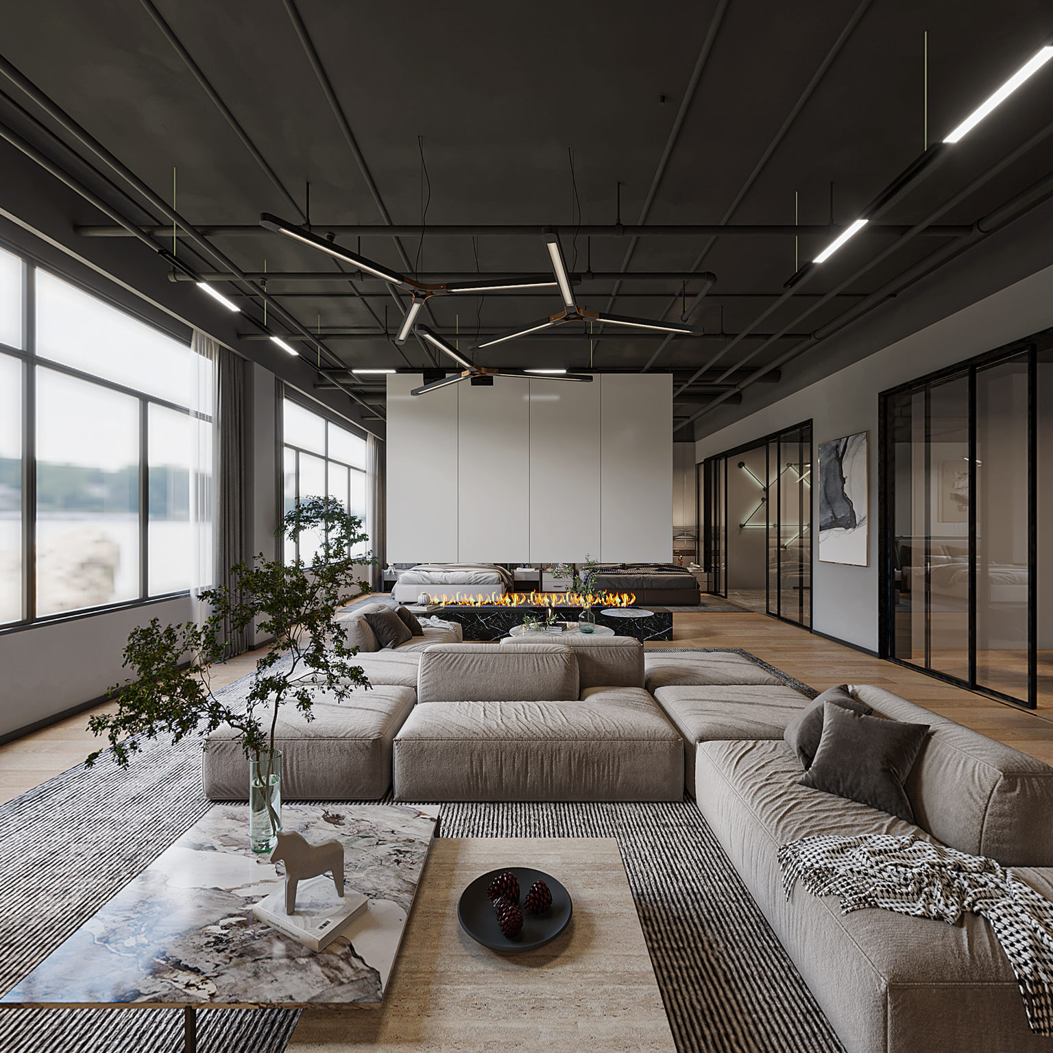 全景现代家具展厅3d模型