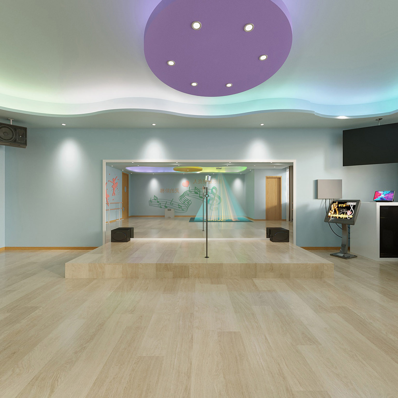 全景现代儿童舞蹈房3d模型