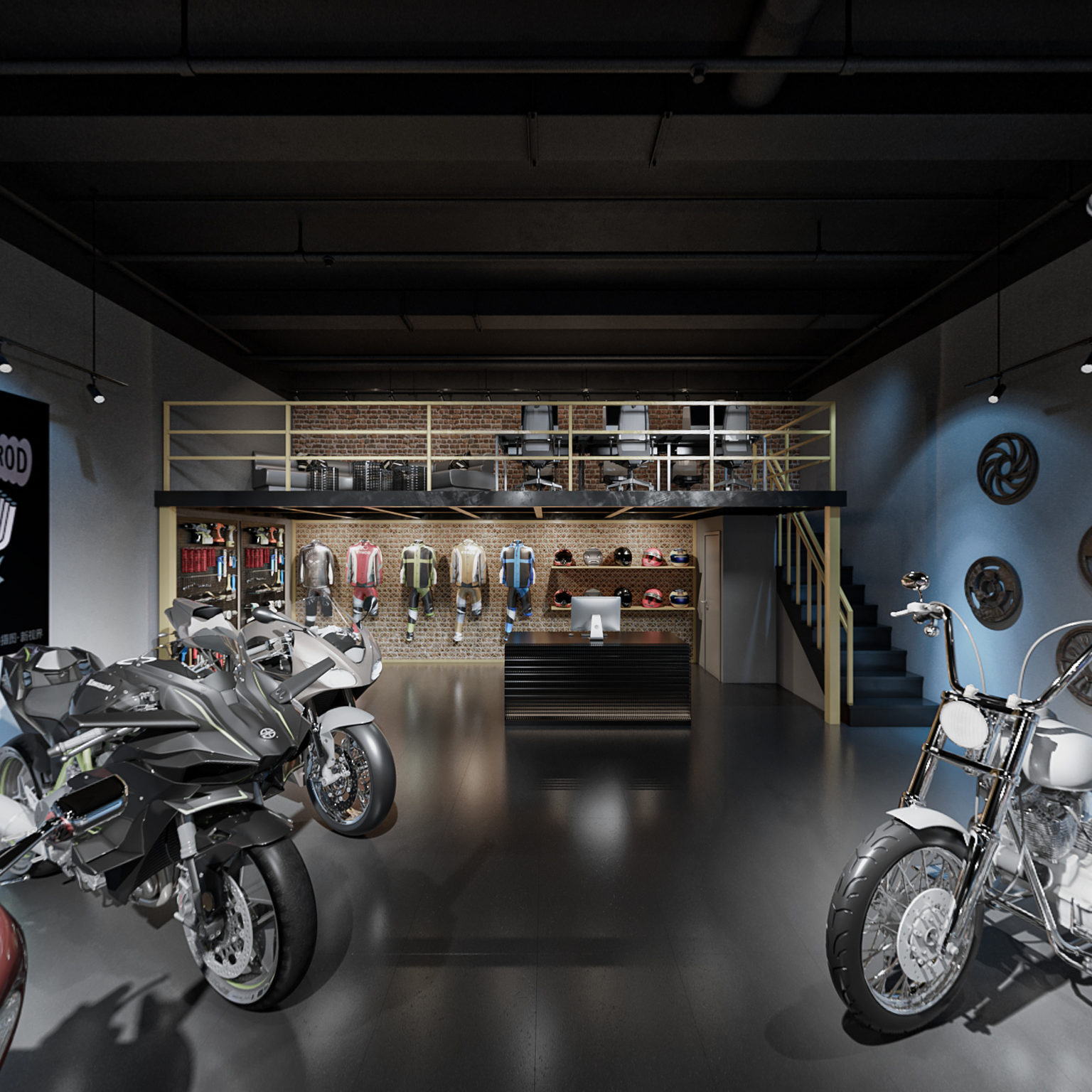 全景工业风机车俱乐部3d模型