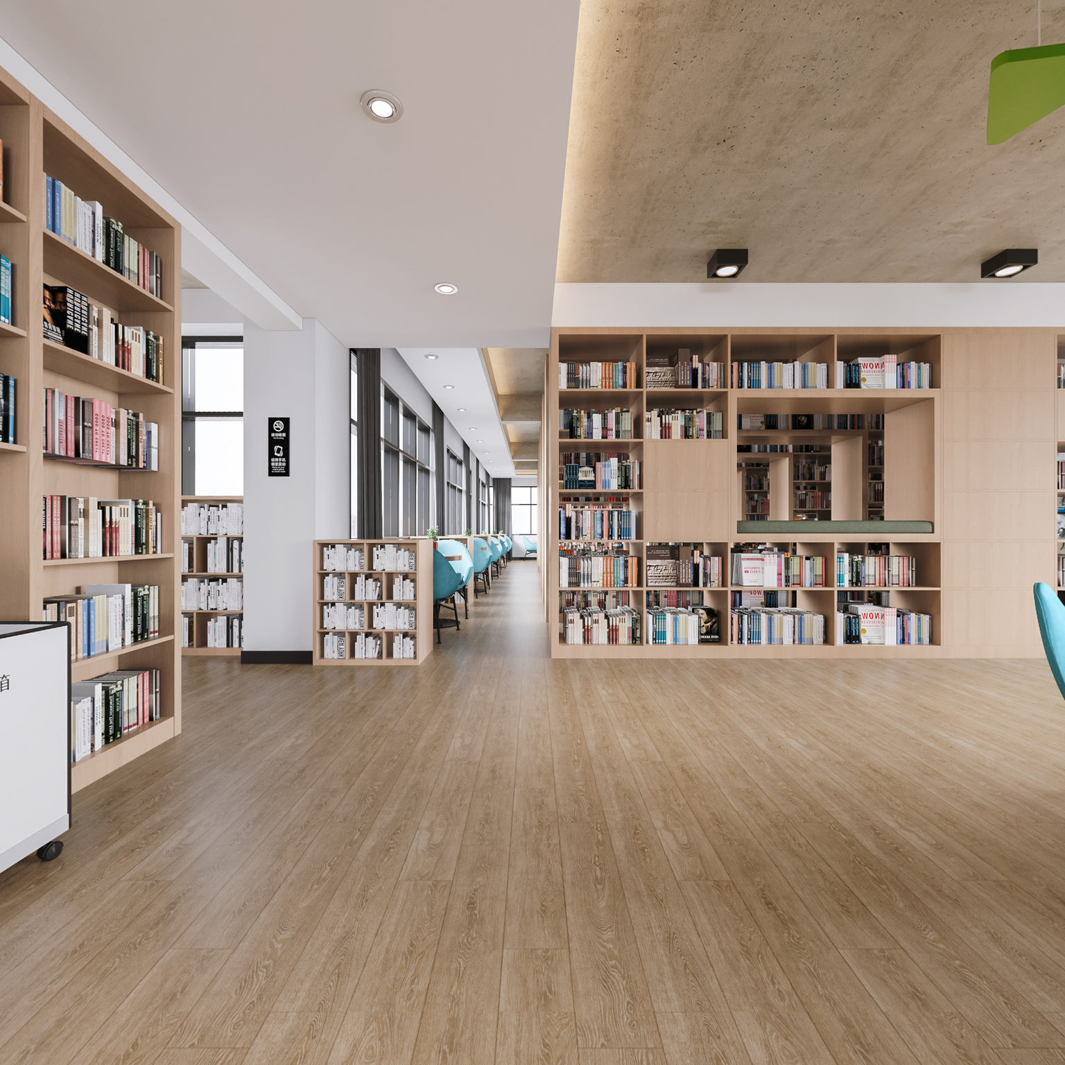 全景现代学校图书馆3d模型